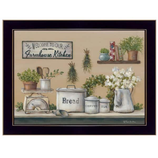 Framed 18 in. x 14 in. "Garden Farmhouse Kitchen", Ready to Hang Framed Print, Black Frame for Living Room, Bedroom