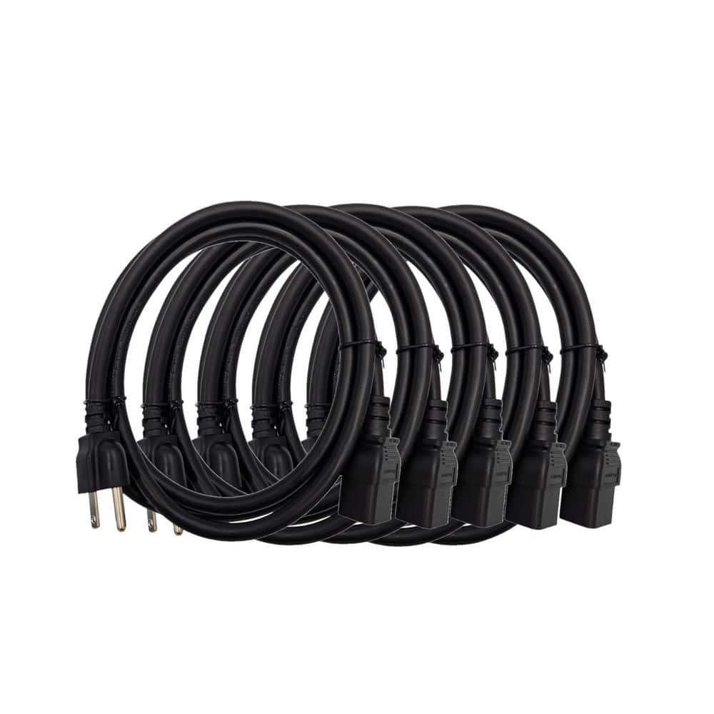 7 ft. C19 to NEMA 5-15P AC Power Cord in 14AWG / 3-Conductors Indoor Black 5-Pack price history on PriceWatchPro