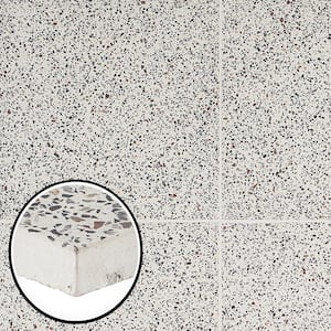 Raleigh Tan Square 16.14 in. x 16.14 in. Polished Terrazzo Floor and Wall Tile (3.61 sq. ft. / Case)