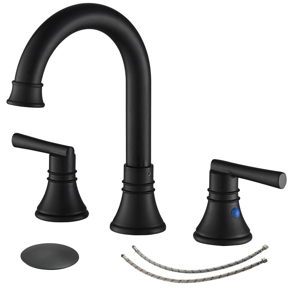 8 in. Widespread 2-Handle Bathroom Faucet with Pop-up Drain Assembly in Mat