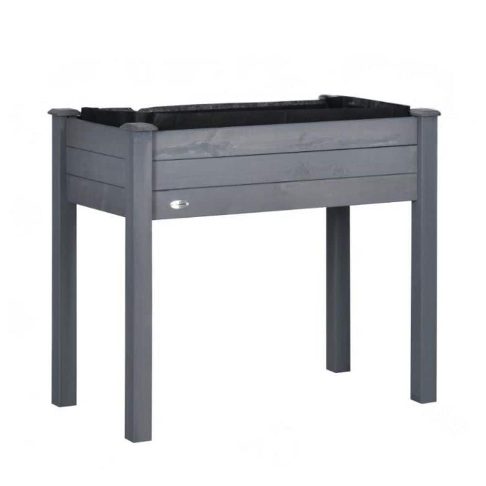 46.5 in. x 21.8 in. x 32.8 in. Gray Wood Elevated Planter Box, Raised Garde