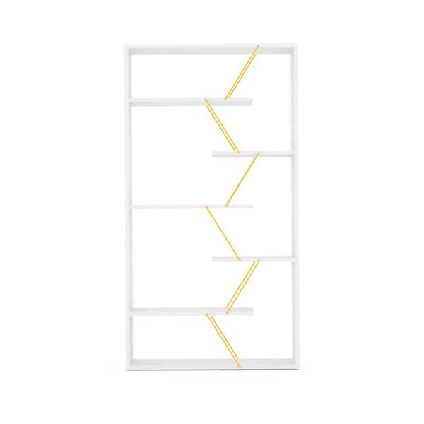 Unbranded 33 in. Wide White/Yellow Bookcase