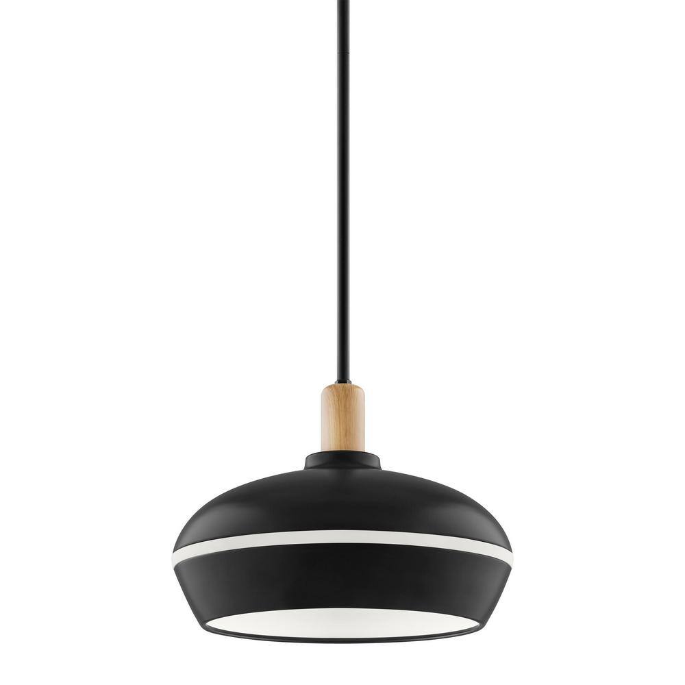 Hampton Bay Ryker 1Light Matte Black Barn Integrated LED Pendant Light
