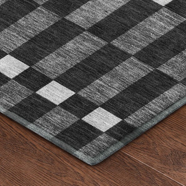 Mayfield Premium Machine Washable Abstract AMF2547 Black 2 ft. x 3 ft. Accent Rug