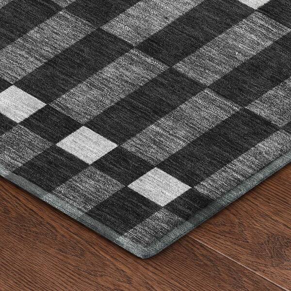 Mayfield Premium Machine Washable Abstract AMF2547 Black 5 ft. x 7 ft. 6 in. Area Rug