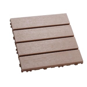 Outdoor 1 ft. x 1 ft. Composite Interlocking Tile Deck Tile in Brown(54 Per Box)