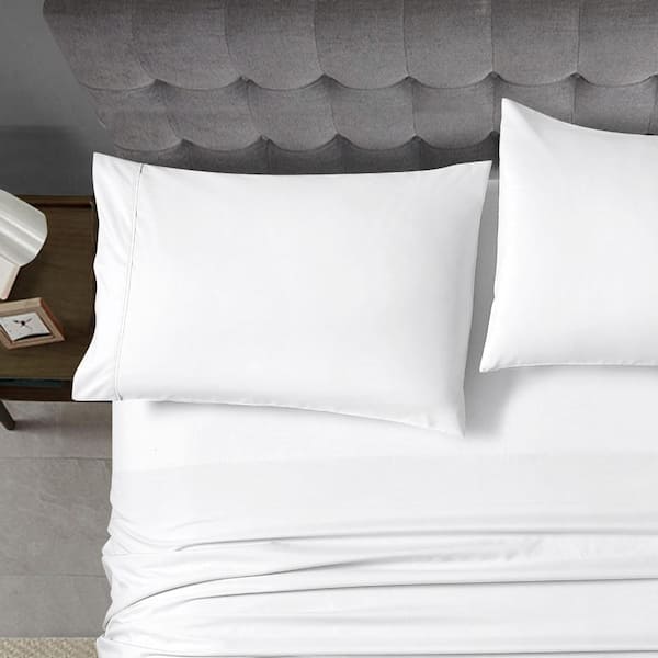 Standard (20in. x 30in.) Bleach White Ultra Soft Polyester Home Essential Pillowcases 2-pieces Set