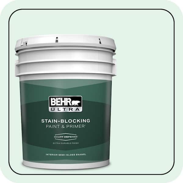BEHR ULTRA 5 gal. #480C-1 Light Mint Extra Durable Semi-Gloss Enamel Interior Paint & Primer