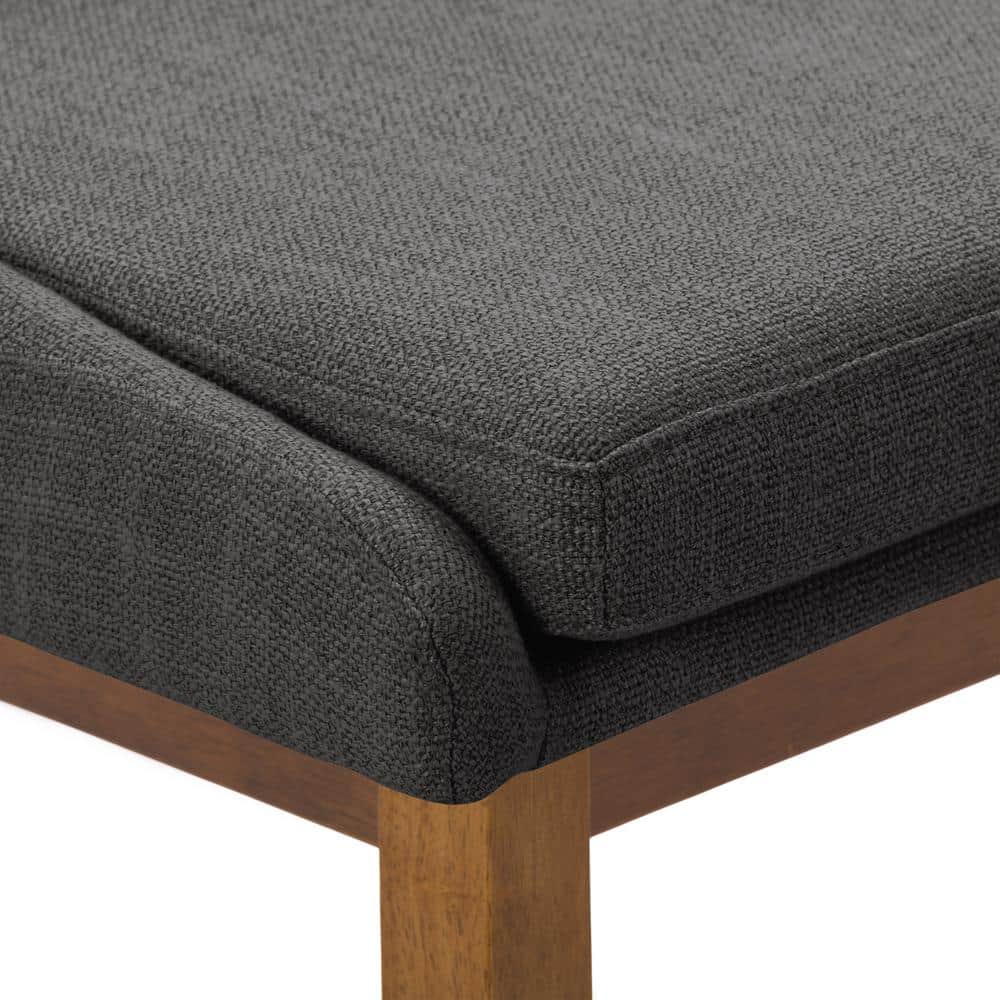 Luca Dark Gray Fabric Upholstered Counter Bar Stools with Brown Wood Legs - Set of 2