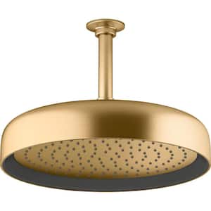 Statement 1-Spray Patterns with 2.5 GPM 10 in. Wall Mount Fixed Shower Head in Vibrant Brushed Moderne Brass