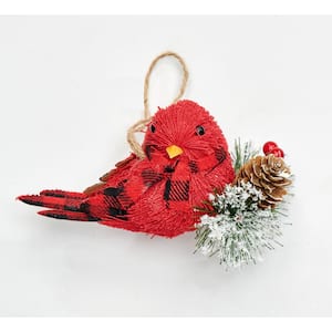 3 in. Cardinal Ornament with Pine Needle (Set of 3)