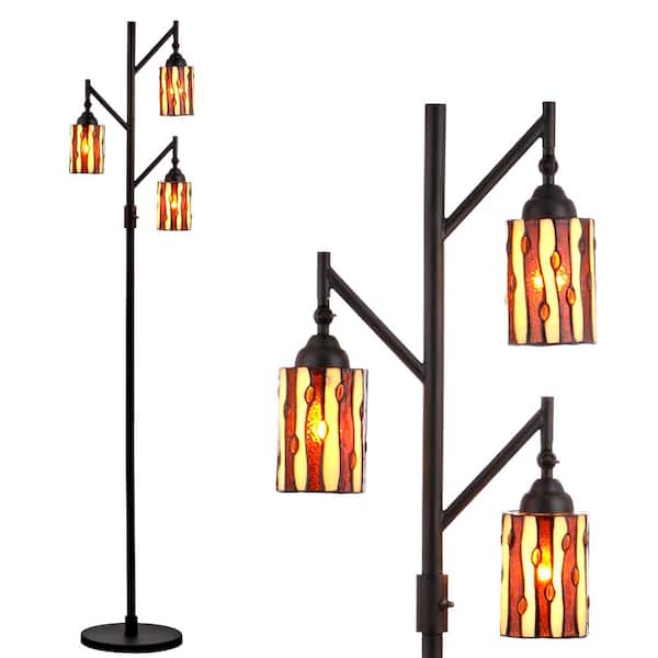 JONATHAN Y Clark Tiffany-Style 71 in. Multi-Light Bronze Floor Lamp