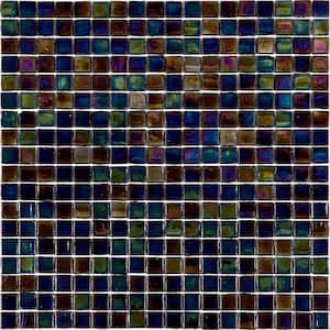 Skosh Glossy Shimmer Multi Blue 11.6 in. x 11.6 in. Glass Mosaic Wall and Floor Tile (18.69 sq. ft./case) (20-pack)