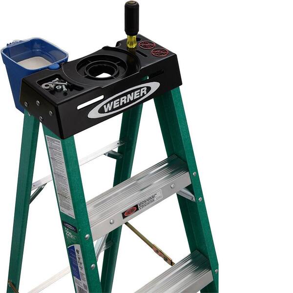 Werner 8 ft Fiberglass Step Ladder Folding 225 lb Load Capacity Type II Scaffold 