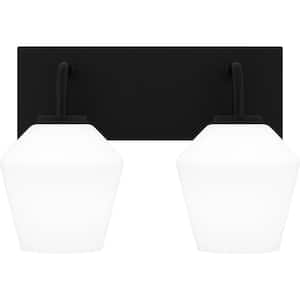 Nielson 13.5 in. 2 Light Matte Black Vanity Light