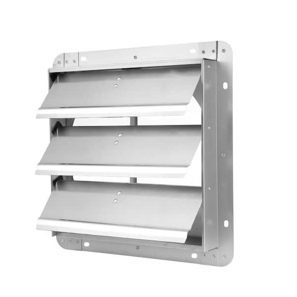 iPower 14-Inch Square Aluminum Automatic Gravity Shutter Louver Vent, Silver