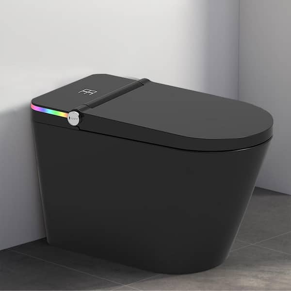 1.28 GPF Tankless Elongated Smart Bidet Toilet in Matte Black with Auto Flush, Heated Seat, Warm Air Dryer