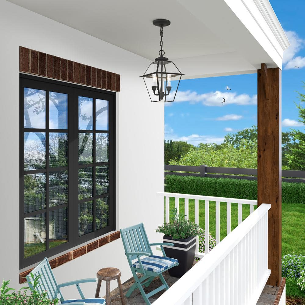 Westover Black Brass and Glass Outdoor Pendant Lantern