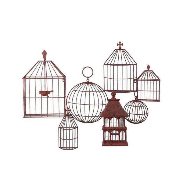 Unbranded 28.75 in. H x 34.5 in. W Bird Rust Cages Wall Plaque