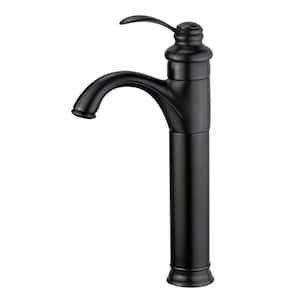 Madrid Single Hole Single-Handle Bathroom Faucet with Overflow Drain in New Black