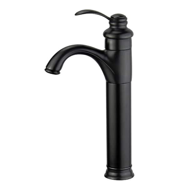 Bellaterra Home Madrid Single Hole Single-Handle Bathroom Faucet with Overflow Drain in New Black