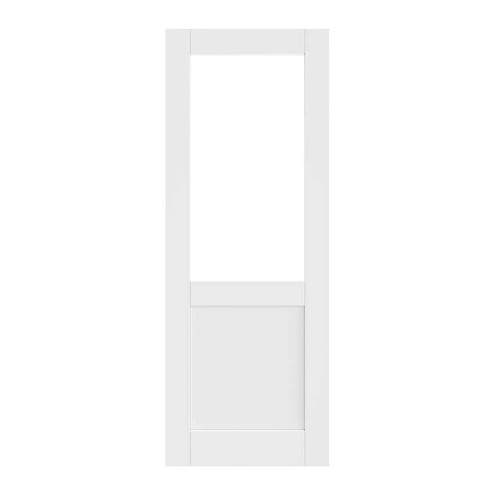 ARK DESIGN 32 in. x 80 in. 1/2 Lite Tempered Clear Glass White Primed ...