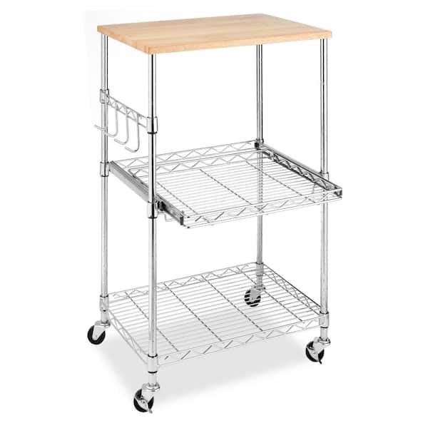 Supreme Steel 4-Wheeled Microwave Cart in Chrome