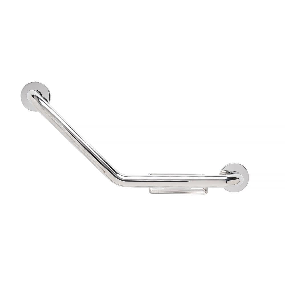 CSI Bathware 12 in. x 12 in. Boomerang Shaped Grab Bar with Wire Soap