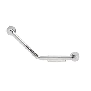 12 in. x 12 in. Boomerang Shaped Grab Bar with Wire Soap Dish in Polished Stainless