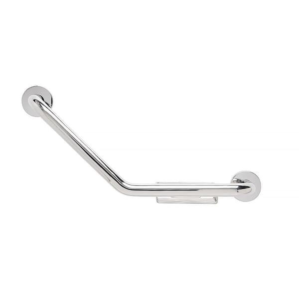 CSI Bathware 12 in. x 12 in. Boomerang Shaped Grab Bar with Wire Soap Dish in Polished Stainless