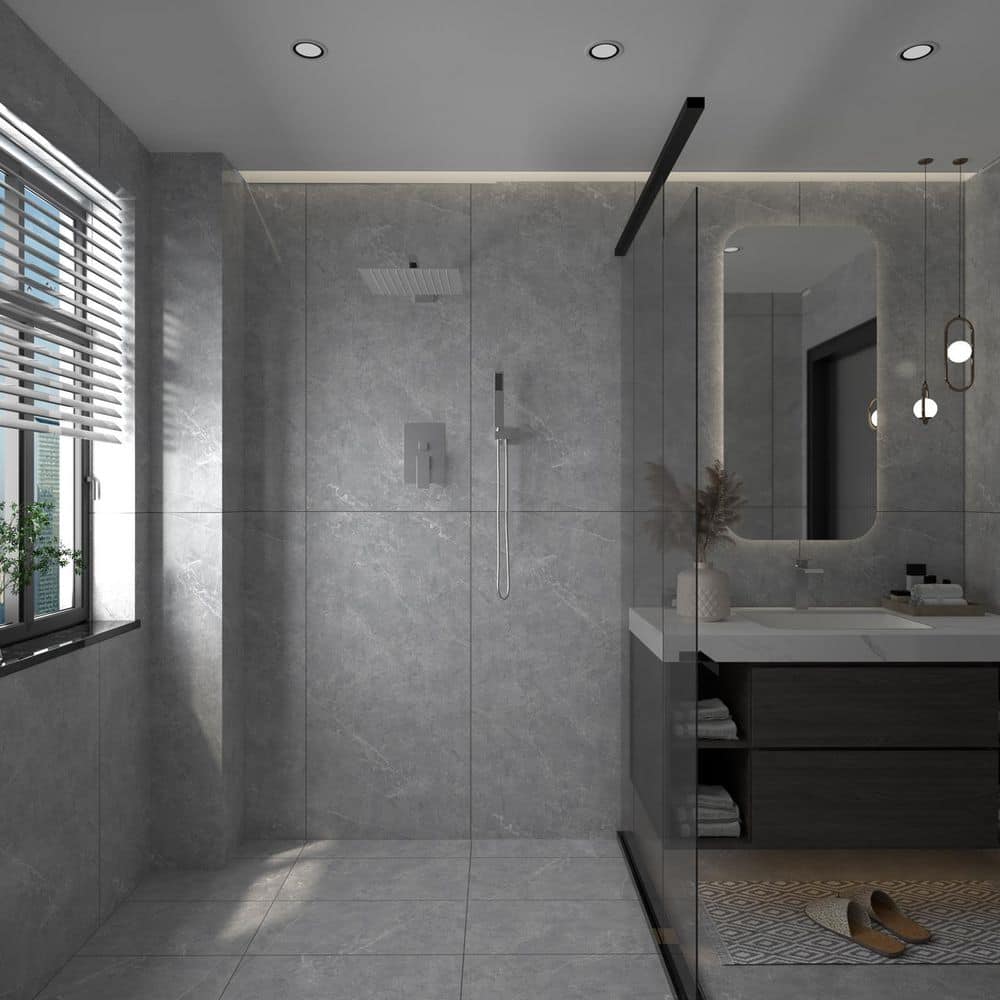 10 Inch Brushed Nickel Square Rain Shower Combo Set