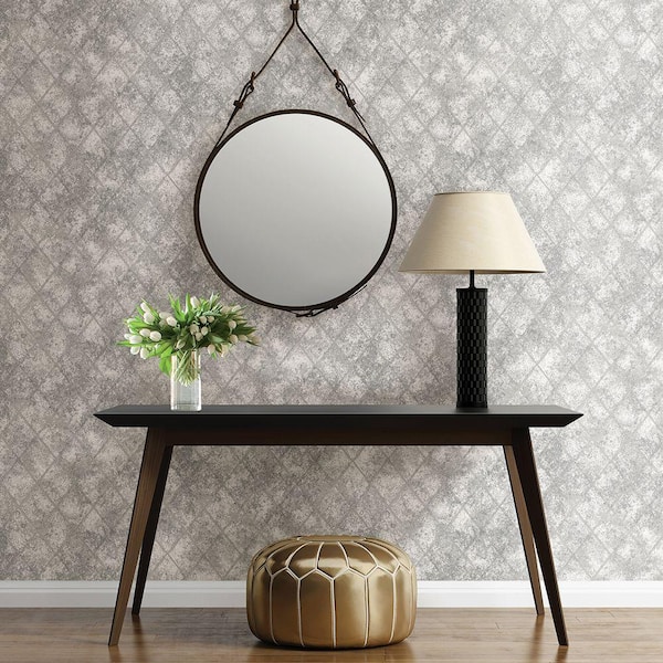 Mercury Glass Silver Distressed Metallic Paper Strippable Roll Wallpaper (Covers 56.4 sq. ft.)