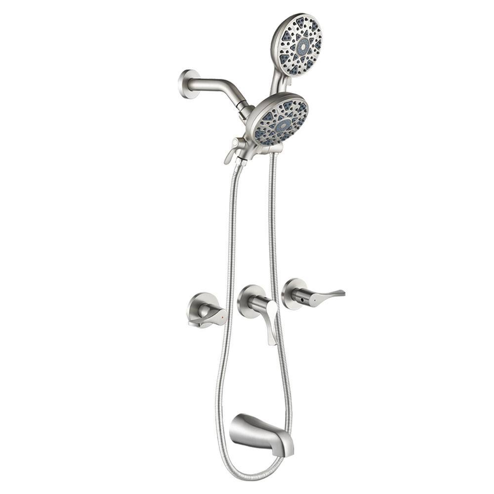 Triple Handle 6-Spray Dual Head Tub and Shower Faucet 2.2 GPM in Brushed Nickel Valve Included price history on PriceWatchPro