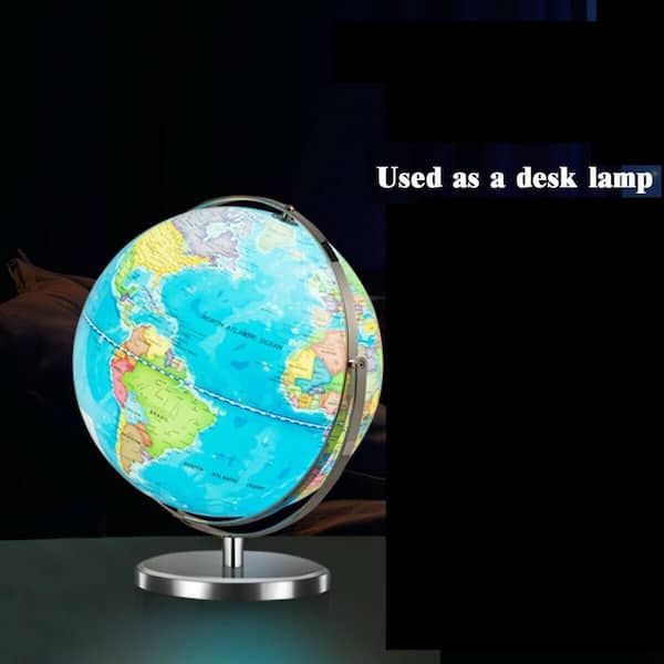 Gymax 13 in. Illuminated World Globe 720° Rotating Education