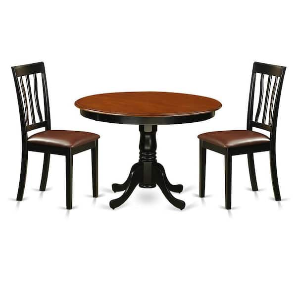 East West Furniture 3-Piece Black and Cherry Finish Solid Wood Top - Dining Room Set - Seats 4