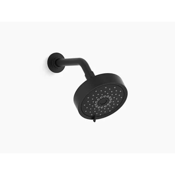 KOHLER Purist 3-Spray Patterns 5.5 in. Single Wall Mount Fixed Shower Head in Matte Black