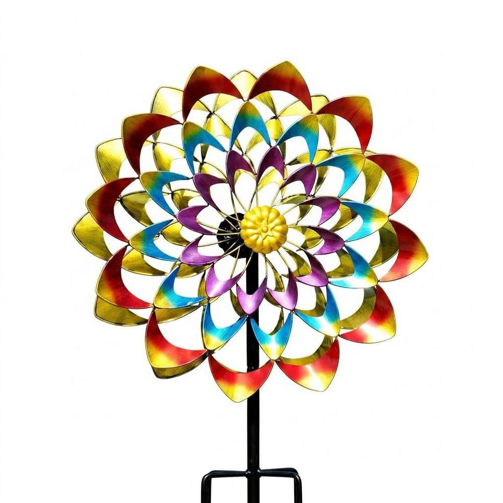 84 in. H Rainbow Metal Solar Powered Wind Spinner Outdoor Yard Art Wind Decor Waterproof Fade Resistant Lawn Sculpture price history on PriceWatchPro