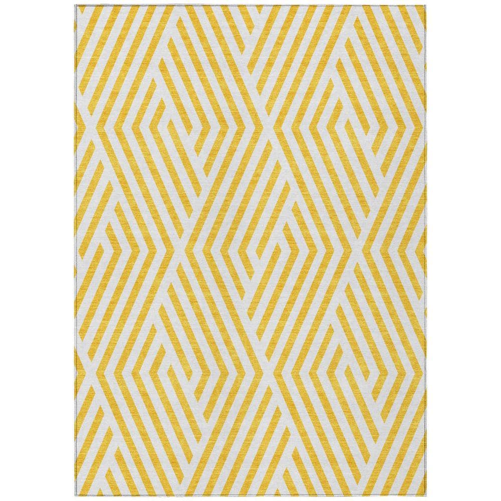 Gold and White 8 ft. x 10 ft. Woven Geometric Rectangle Indoor/Outdoor Area Rug price history on PriceWatchPro