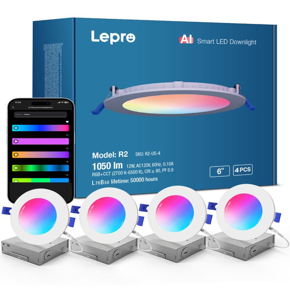 Lepro 6 in. 12W 1050 LM Smart RGBCCT Canless Integrated LED