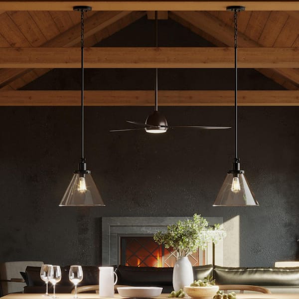 Hinton 1-Light Matte Black Seeded Glass Industrial Pendant Light