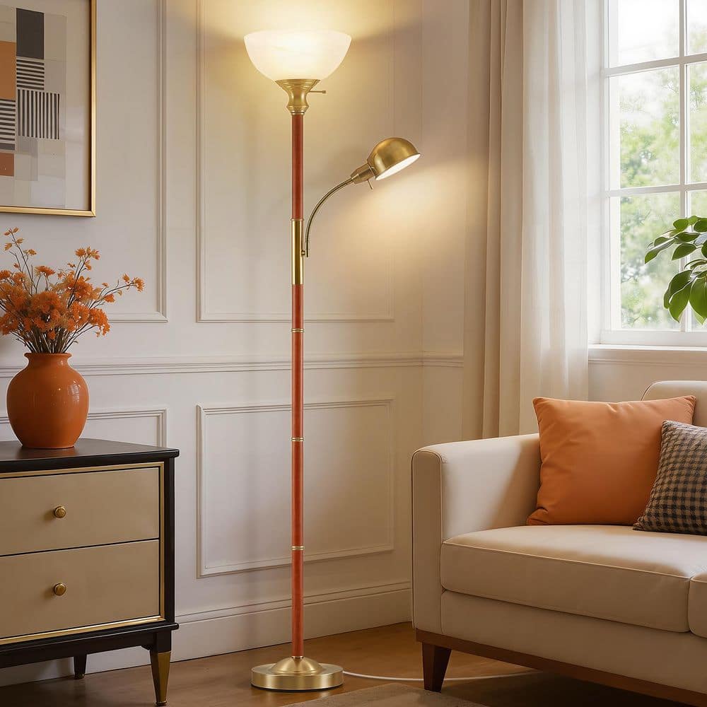 ランプ スタンド ダイアナ ゴールド シャビー 67D3051106B NatySwan 72 in. Wood Gold Torchiere Floor Lamps Standing Lamp with