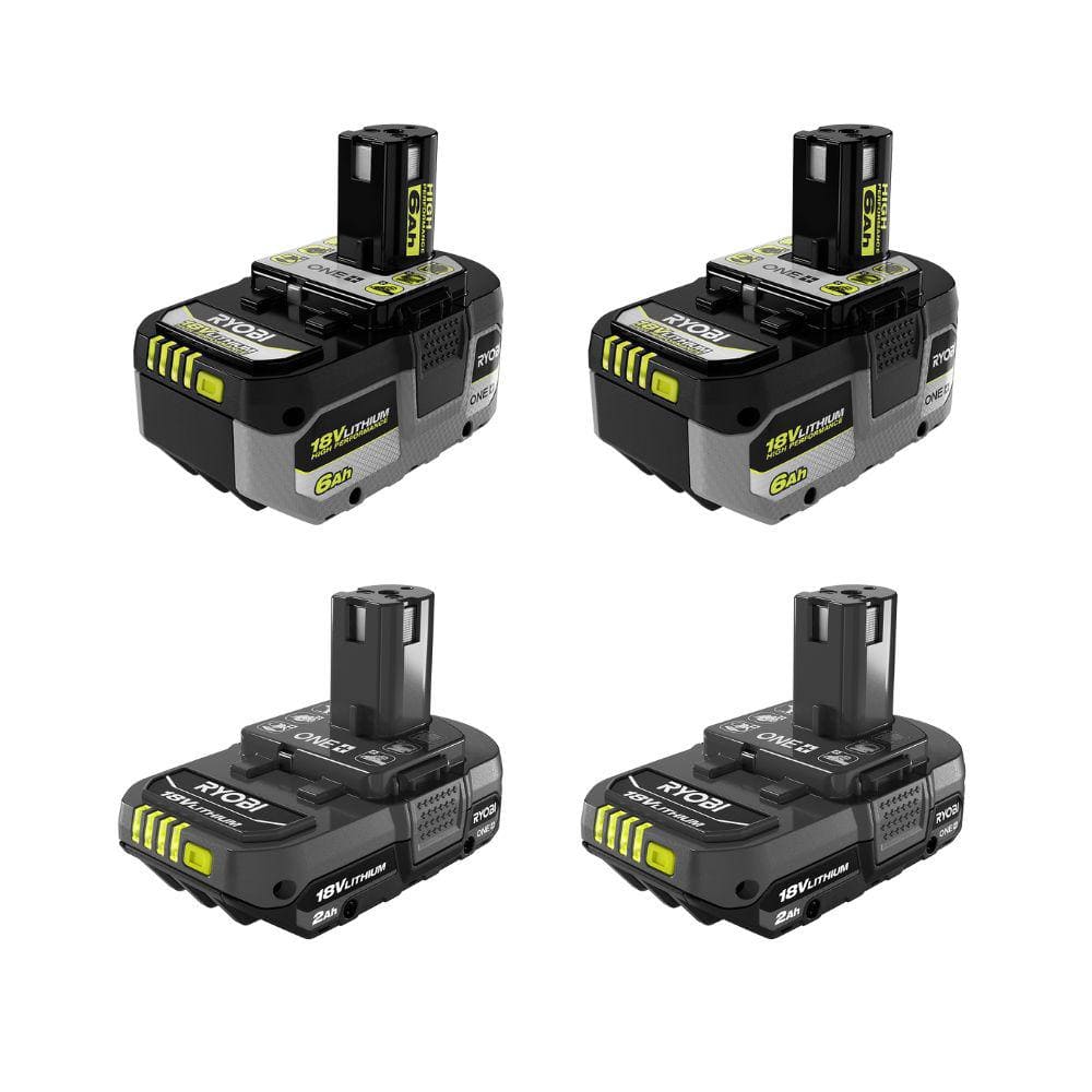 RYOBI ONE+ HP 18V HIGH PERFORMANCE Lithium-Ion 6.0 Ah Battery (2-Pack) with FREE 2.0 Ah Battery (2-Pack)