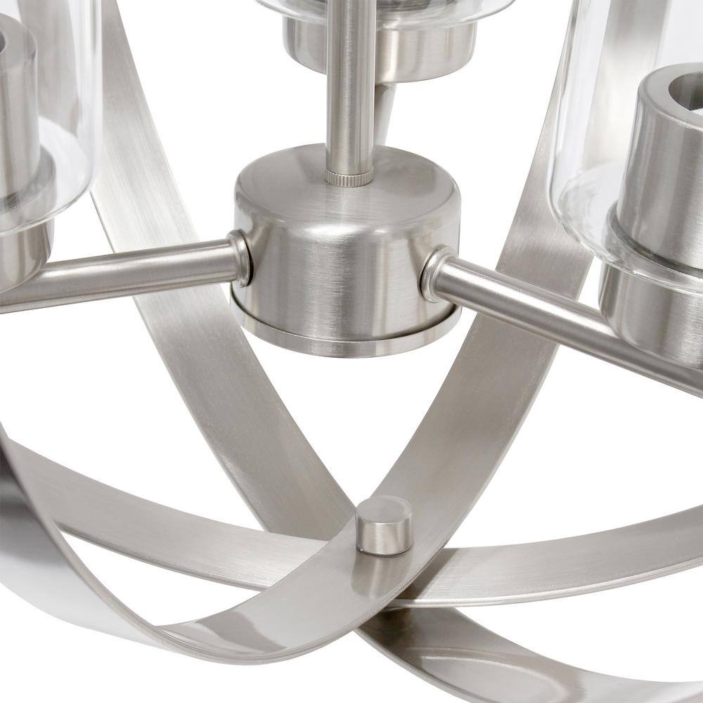 Modern 18" Brushed Nickel Globe Pendant with Clear Glass Shades