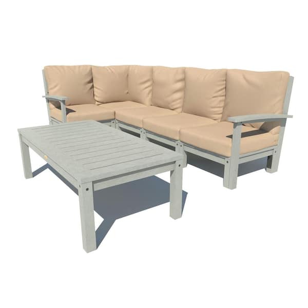 Highwood Bespoke Deep Seating 6-Piece Plastic Outdoor Sectional Set with Conversation Table and with Cushions