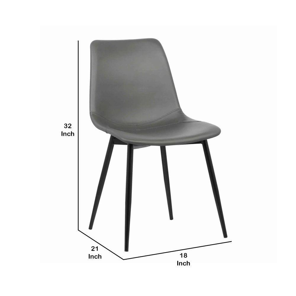 Monte High-Grade Gray Faux Leather Side Chair with Metal Legs