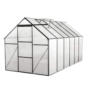 75 in. W x 147 in. D x 77 in. H Outdoor Backyard Black Aluminum Frame Walk-In Polycarbonate Greenhouse