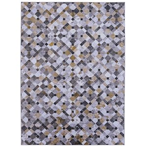 3 ft. x 5 ft. Brown and Beige Laredo Granbury Patchwork Faux Cowhide Accent Rug