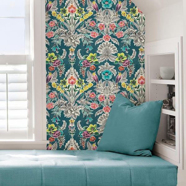 Teal Peel and Stick Wallpaper  Traditional  Self Adhesive