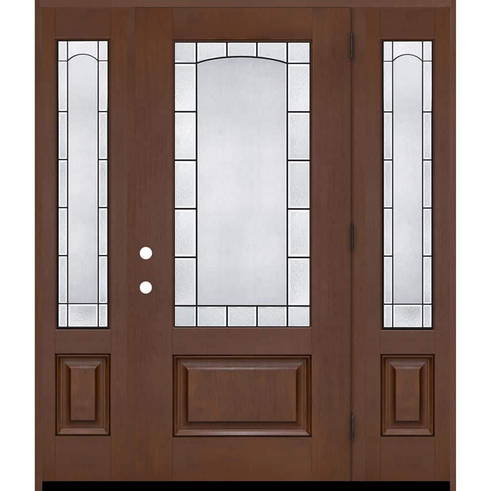 Regency 64 in. x 80 in. 3/4L Empire Decorative Glass LHOS Chestnut Fiberglass Prehung Front Door w/12in-SLs 6-9/16 price history on PriceWatchPro