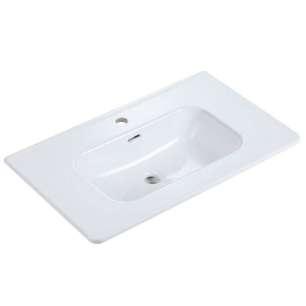 30 in. x 18 in. Drop-In Bathroom Sink in Gloss White Ceramic with Integrated Basin and Rounded Safety Edges price history on PriceWatchPro